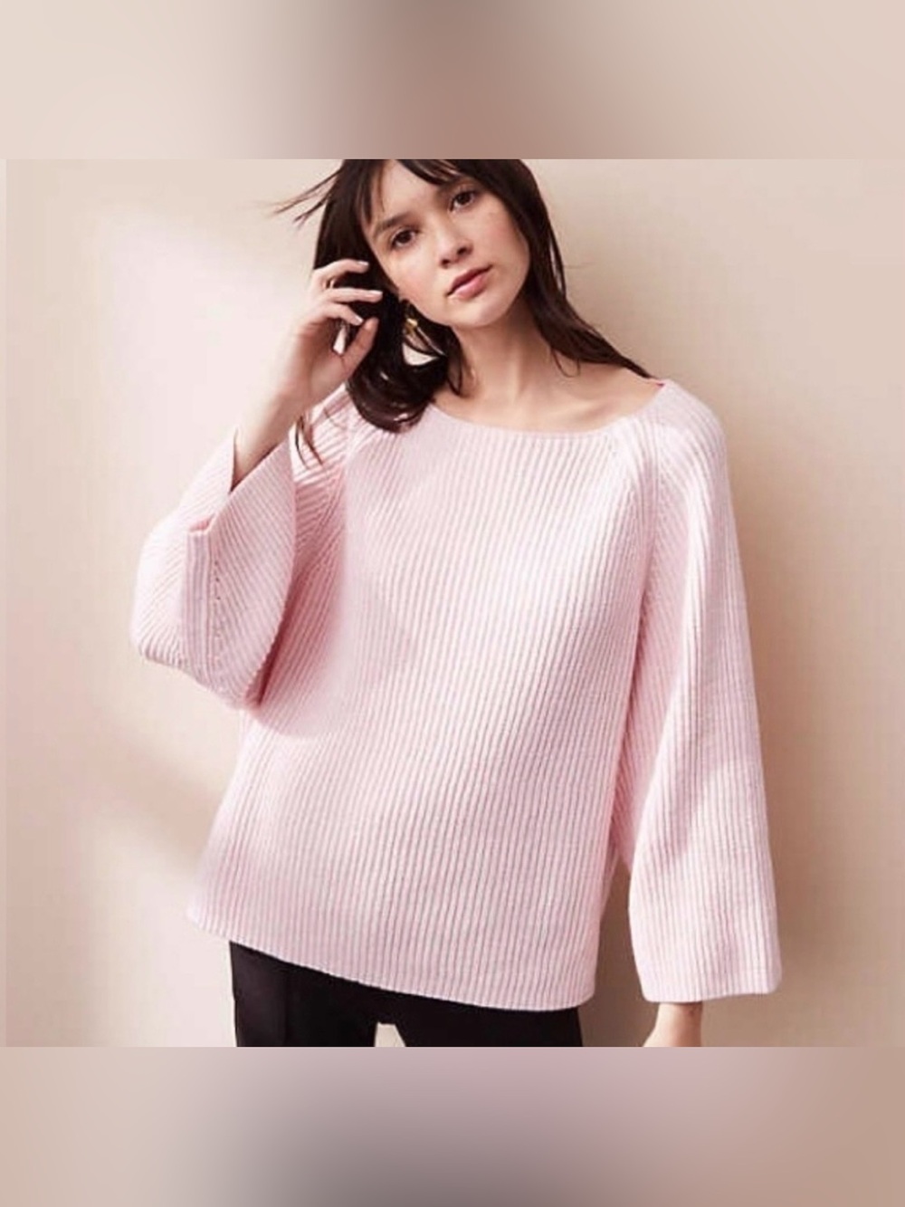Lou & Grey Pale Pink Ribbed Oversized Dolman Sweater Small